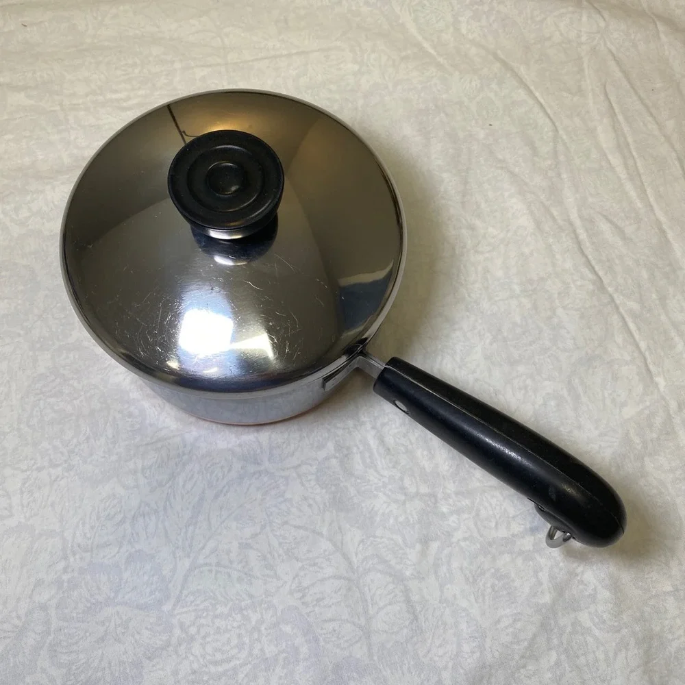 Vintage Revere Ware 1 Qt Saucepan Copper Bottom w/ Lid Clinton IL Patent 2272609